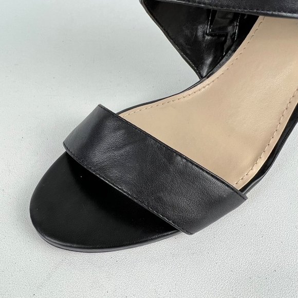 Vince Camuto Womens Lyssia Black Leather Sandals Open Toe Wedge Buckles size 9 - Picture 10 of 16